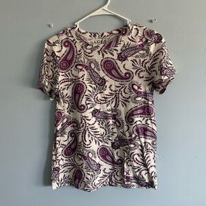 LOFT Short Sleeve Paisley Top - Purple and Cream